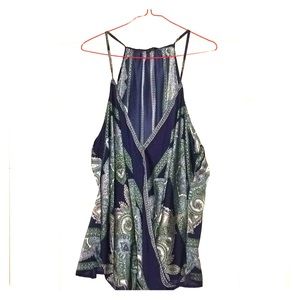 Sexy blue paisley halter blouse.